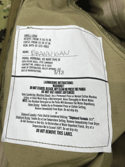 00'S U.S.NAVY NWU TYPEⅢ AOR2 GORE-TEX PARKA