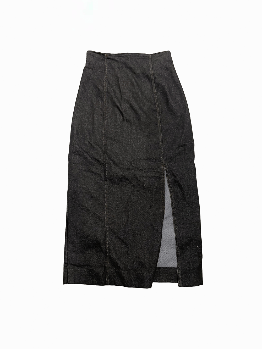 "Robellas" USA Made Front Slit Black Denim Tight Skirt