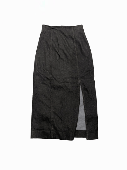 "Robellas" USA Made Front Slit Black Denim Tight Skirt