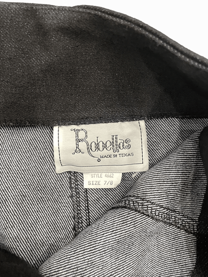 "Robellas" USA Made Front Slit Black Denim Tight Skirt