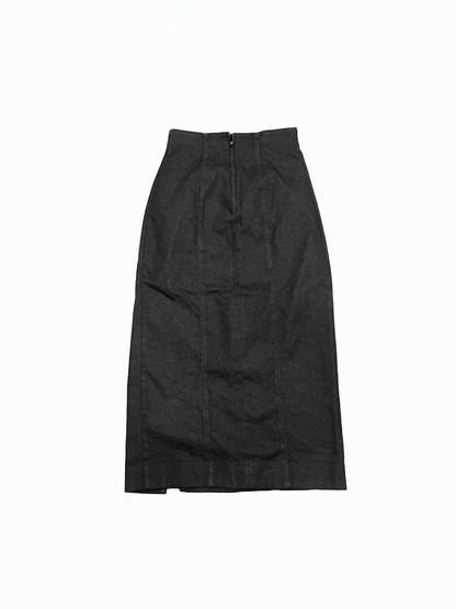 "Robellas" USA Made Front Slit Black Denim Tight Skirt