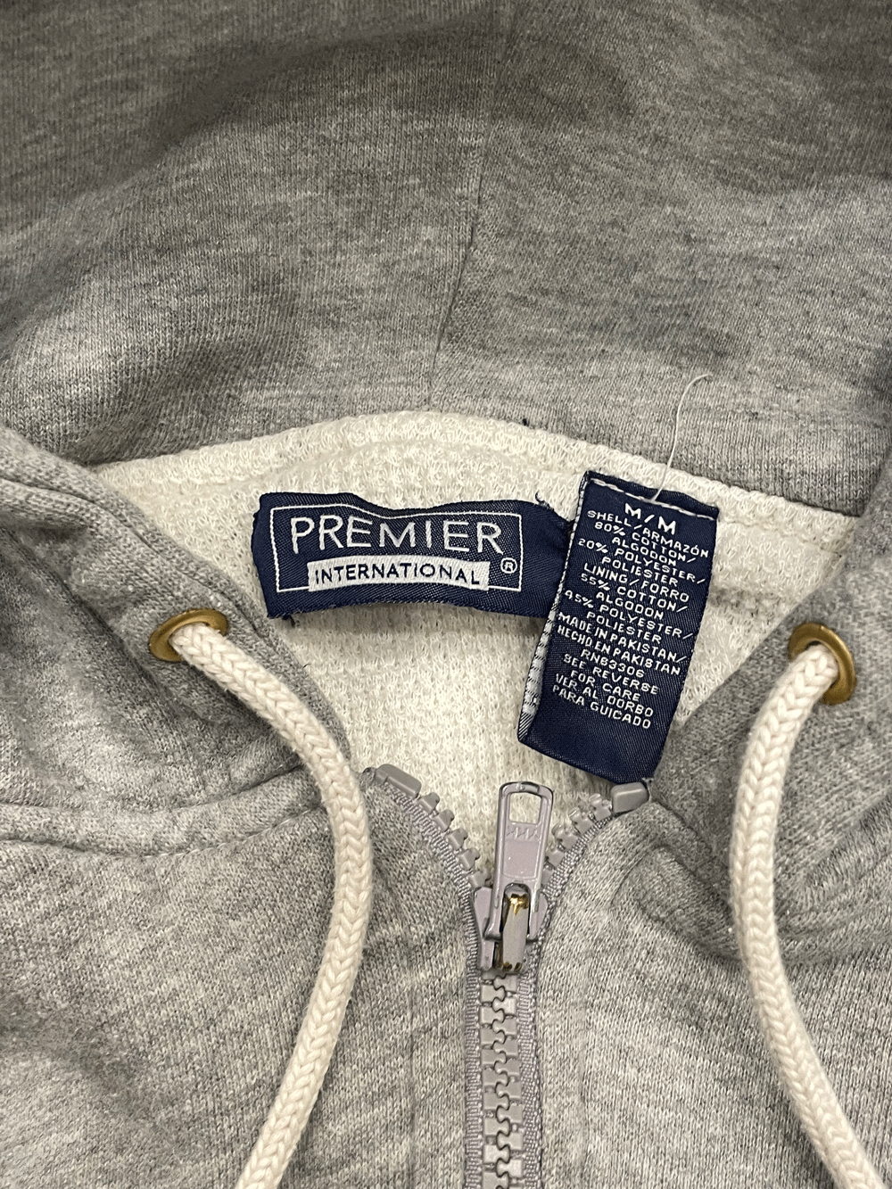 "Premier International"Grey Full-Zip Thermal Lined Hoodie