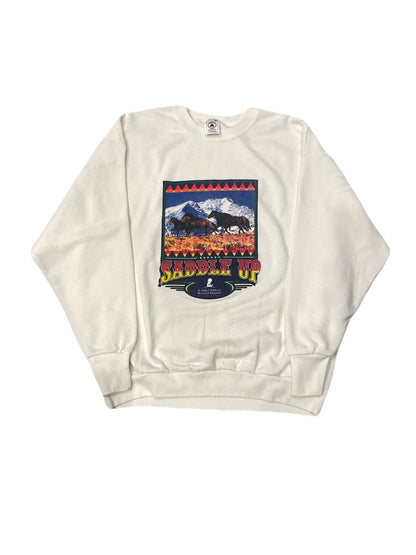 90'S "SADDLE UP" Horse Graphic CREWNECK SWEATSHIRT