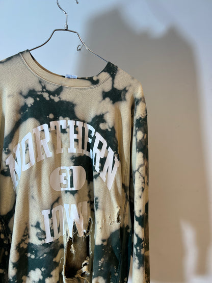 90'Ｓ "Champion"Reverse Weave "NORTHERN IOWA" Bleach-Dyed & Damaged