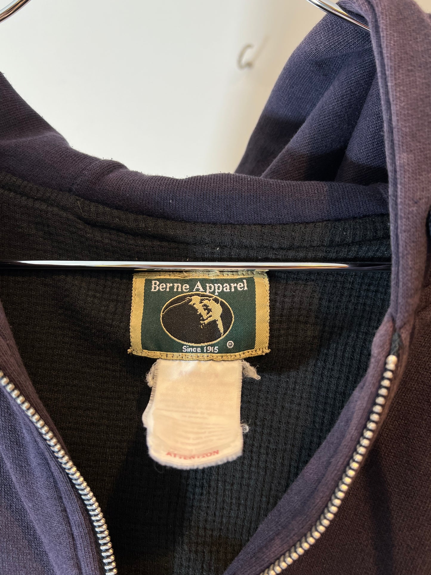"Berne Apparel"Full Zip Hoodie Faded Navy