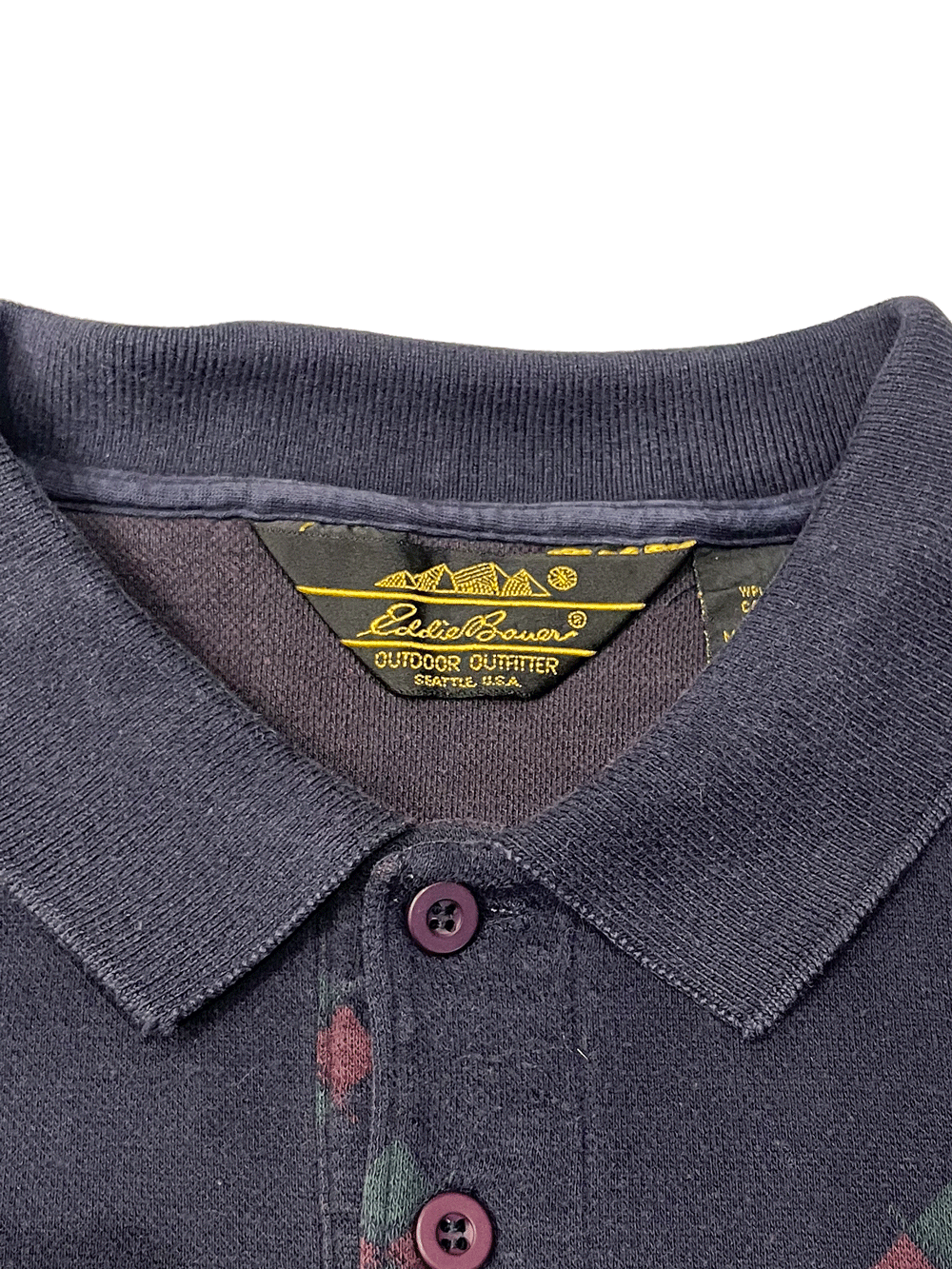 "Eddie Bauer" Plaid  L/S Polo Sweat Shirt