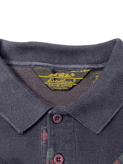 "Eddie Bauer" Plaid  L/S Polo Sweat Shirt