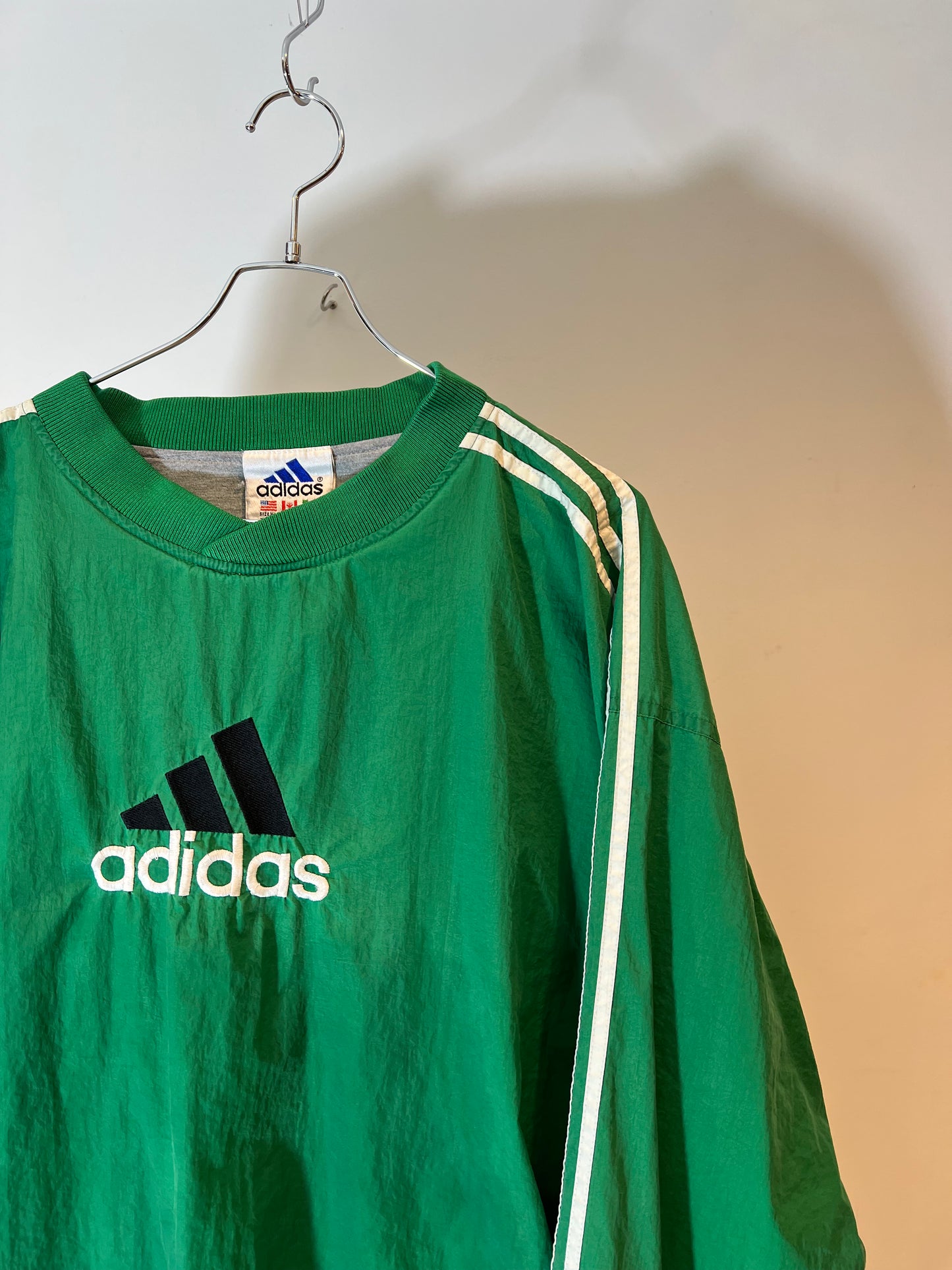 90's "adidas" Big Logo Nylon V-Neck Wind Pullover